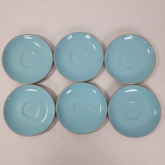 Vintage Lot of 6 HarkerWare Harker Ware Blue Gray Saucers Plates Saucer speckled - Picture 1 of 6